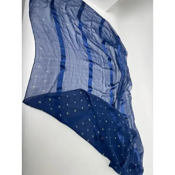 Christian Dior Blue Rare Metallic Flakes Large Shawl Scarf